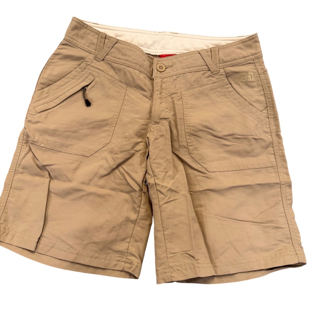 The North Face Tekware Khaki Tan Hiking Cargo Utility Camping Shorts Womens Sz 6